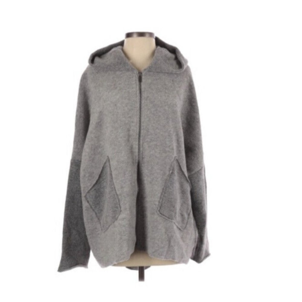 EXCELLENT Soft Surrounding Mercado Jacket Wool Full Zip Hooded Oversized OS S/M